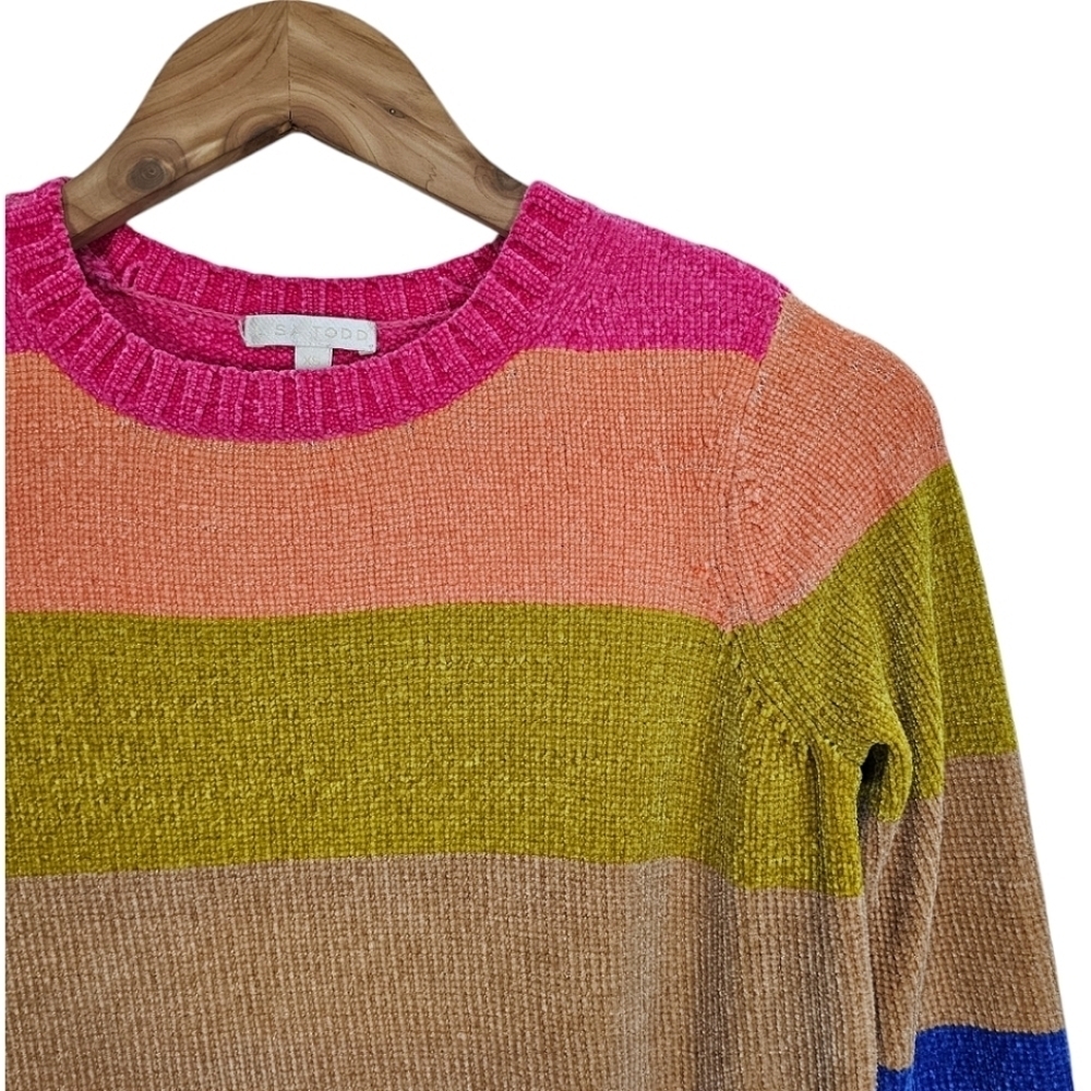 Lisa Todd Colorful Striped Crew Neck Soft Sweater Rainbow Size XS Fall Fashion - Picture 6 of 11